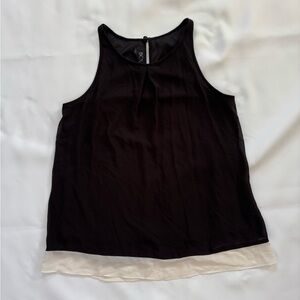 BCX Small Black & White Tank Top Sheer w/ inside Attached Camisole Classy Dressy
